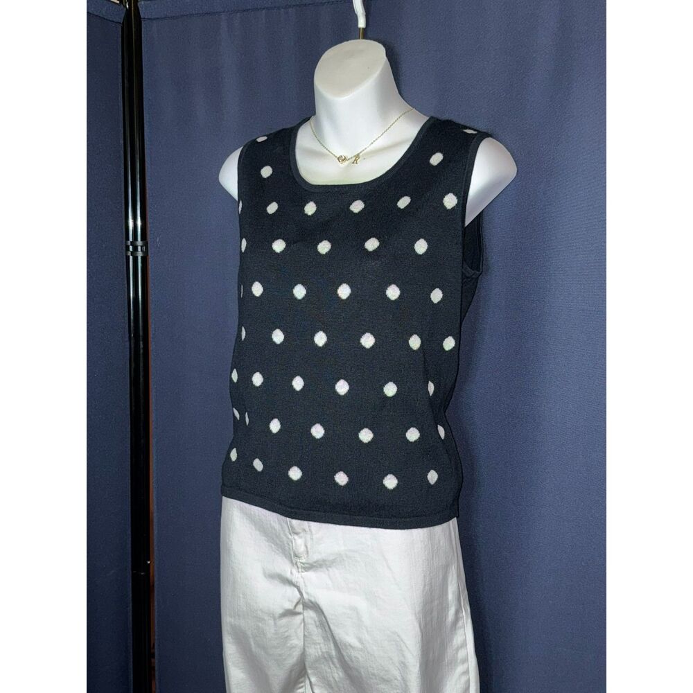 Bahari Group Polka Dot Knit Shell Top